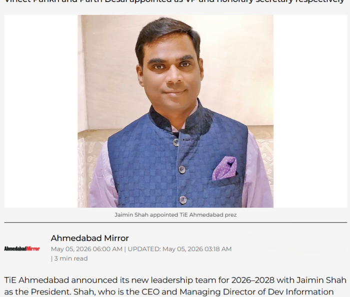 Jaimin Shah appointed TiE Ahmedabad prez